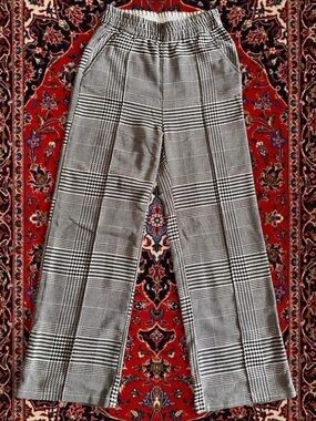 Plaid High-Waist Straight-Leg Pants - Black & White